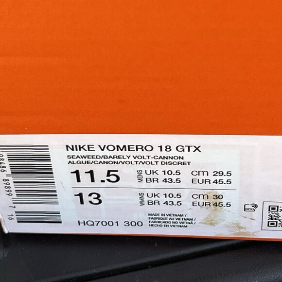 NEW Nike Vomero 18 GTX GORE-TEX Waterproof \'Seaweed\' HQ7001-300 Men Sz 11.5